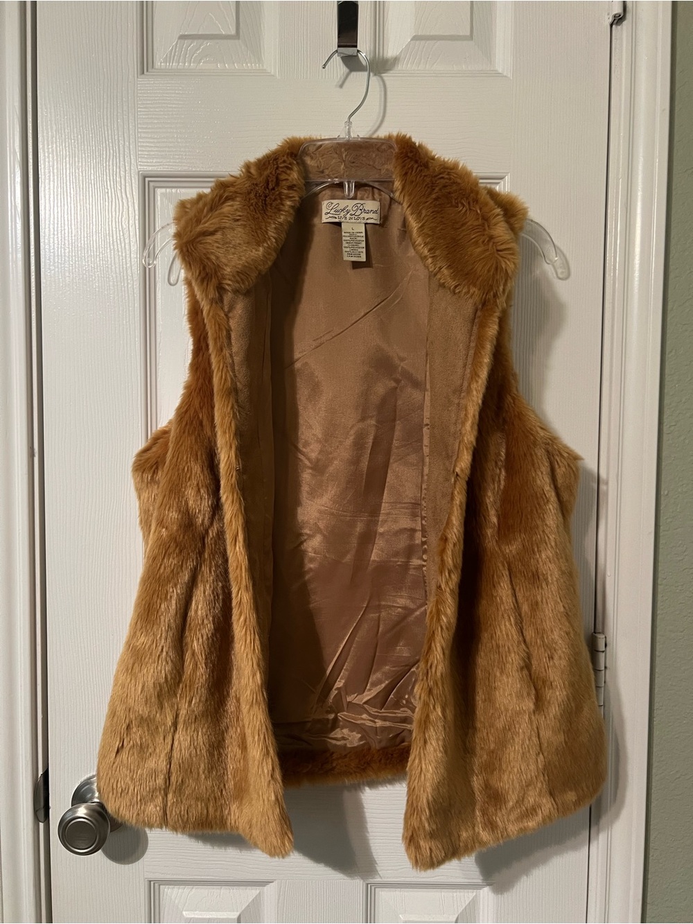 Lucky Brand Faux Fur Vest in Camel Brown